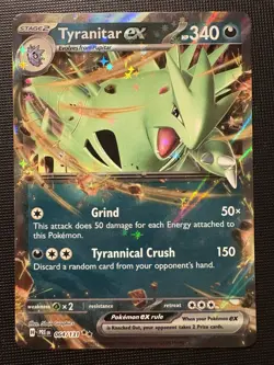 2025 Pokemon Prismatic Evolutions Tyranitar EX 064/131 DOUBLE RARE HOLO Card! - Image 1