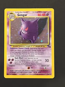 Pokemon TCG Gengar Fossil Holo Card 5/62 Unlimited Rare - Image 1