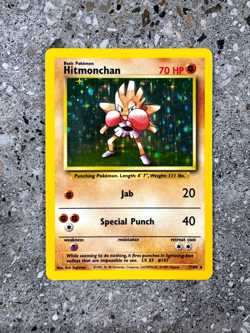 Pokemon TCG Cards Hitmonchan 7/102 Base Set Holo Rare LP-MP - Image 1