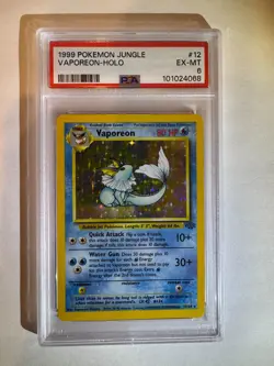 Vaporeon 12/64 Jungle Holo Rare (1999) Pokemon TCG PSA 6 EX-MT - Image 1