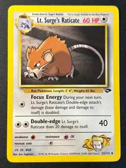 Lt. Surge's Raticate 53/132 Gym Challenge Uncommon - Pokemon Card Near Mint - Image 1