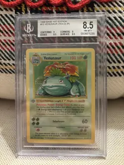 1999 Pokemon Base Set 1st Edition Shadowless Holo Venusaur 15 BGS 8.5 NM/MINT - Image 1