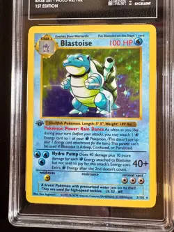 1999 Pokemon Base Set 1st Edition Shadowless Holo Blastoise #2 TAG 5 EX - Image 3