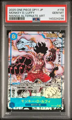 2025 ONE PIECE JPN A FIST OF DIVINE SPEED MANGA ALT ART MONKEY D. LUFFY PSA 10 - Image 1