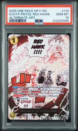 PSA 10 - 2025 ONE PIECE OP11 114 GUM-GUM FIRE-FIST PISTOL RED HAWK ALT ART (EN) - Image 1
