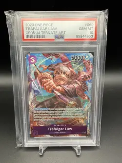 2023 One Piece TCG OP05-069 Trafalgar Law SR Alternate Art PSA 10 Gem Mint - Image 1