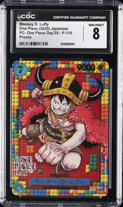 2025 ONE PIECE JAPANESE PC: ONE PIECE DAY'25 -PROMO #P-110 MONKEY D. LUFFY CGC 8 - Image 1