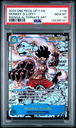 2025 ONE PIECE A FIST OF DIVINE SPEED MANGA ALT ART #118 MONKEY D. LUFFY PSA 10 - Image 1