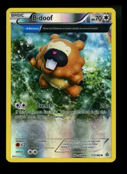 Bidoof 117/160 XY Primal Clash 2015 Reverse Holo Alpha Pokemon Card TCG - Image 1
