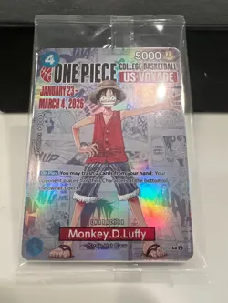 One Piece Monkey.D.Luffy College Basketball US Voyage Promo Card Sealed - Image 1