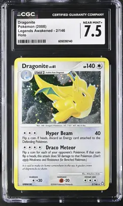 CGC 7.5 Dragonite 2008 Legends Awakened 2/146 Holo Pokemon Card - Image 1