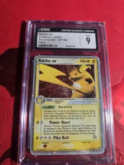CGC Mint 9 Raichu EX Holo 97/106 EX Emerald Pokemon Card - Image 1