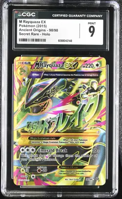 CGC 9 MINT M Rayquaza EX Ancient Origins 98/98 Secret Rare Holo Pokemon Card - Image 1