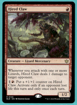 HIRED CLAW BLOOMBURROW BLB RARE LIZARD MERCENARY MTG 140 - Image 1