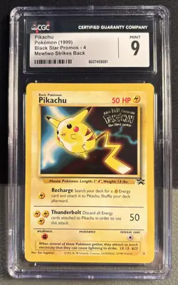 1999 Pokemon Black Star Promos Mewtwo Strikes Back Pikachu #4 CGC 9 - Image 3