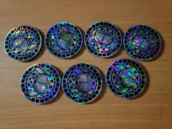 Lot of 7 Pokemon Detective Pikachu RAINBOW Holographic Coin Tokens - Image 1