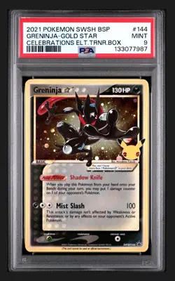 2021 Pokemon Celebrations SWSH Greninja Gold-Star BSP # 144 PSA 9 Mint - Image 1