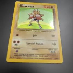 1999 Pokemon TCG Game Base Set Hitmonchan Holo 7/102 Holo Rare Unlimited - Image 3