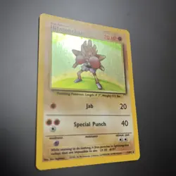 1999 Pokemon TCG Game Base Set Hitmonchan Holo 7/102 Holo Rare Unlimited - Image 4