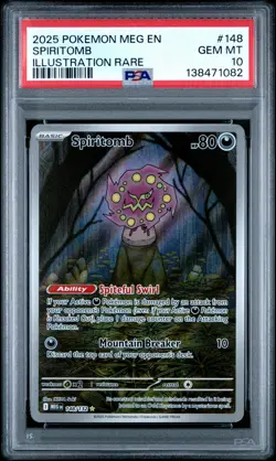 2025 POKEMON MEG EN-MEGA EVOLUTION ILLUSTRATION RARE #148 SPIRITOMB PSA 10 - Image 1