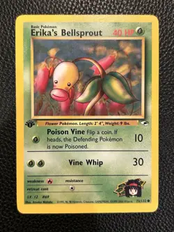 2000 Pokemon Gym Heroes Erika's Bellsprout 75/132 1st Edition WotC Vintage - Image 1