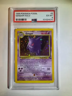 Gengar 5/62 Fossil Holo Rare (1999) Pokemon TCG PSA 6 EX-MT - Image 1