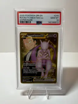 2025 POKEMON DRI EN-DESTINED RIVALS HYPER RARE TEAM ROCKET'S MEWTWO EX PSA 10 - Image 1