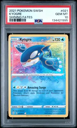 2021 POKEMON SWORD & SHIELD SHINING FATES #021 KYOGRE PSA 10 - Image 1