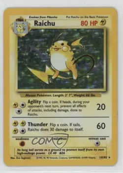 Raichu Holo Pokemon Base Set #14 1999 - Image 1