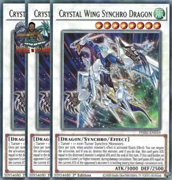 Yugioh! 3x Crystal Wing Synchro Dragon PHRE-EN059 Rare 1st Ed NM - Image 1