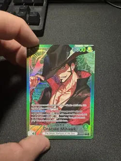 One Piece OP14 The Azure Sea’s Seven - Dracule Mihawk OP14-020 Leader Alt Art - Image 4