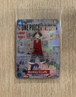 One Piece College Basketball US Voyage Luffy Card IN HAND - UNOPENED - Image 1