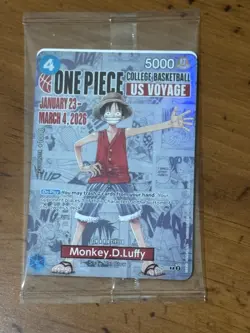 One Piece College Basketball US Voyage Luffy Card IN HAND - UNOPENED - Image 1