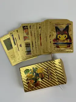 55Pcs Pokemon Card Foil GOLD CARDS TCG GX Vmax GX Card Charizard Rare + 53 More - Image 5