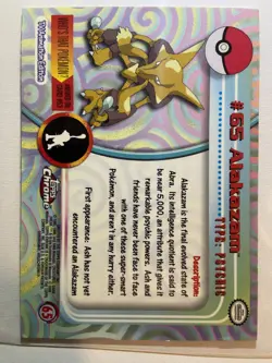 2000 Topps Holo Foil #65 Alakazam Pokemon Card TV Series 1 - Image 2