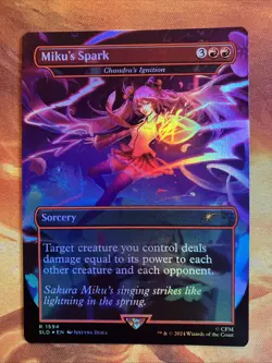 MTG Rainbow Foil Borderless Miku's Spark - Chandra's Ignition SLD: Hatsune Miku! - Image 1