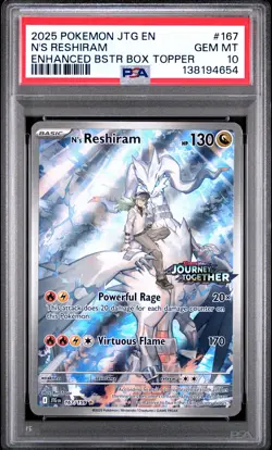 N'S Reshiram Pokemon Jtg En-Journey Together 167 NM PSA 10 - Image 1