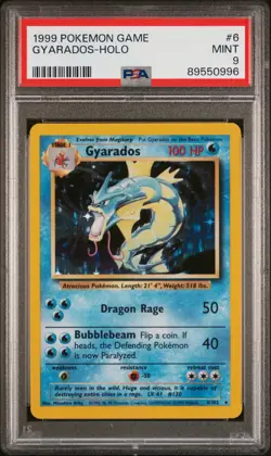 1999 Pokemon Game Gyarados HOLO #6 BASE SET PSA 9 MINT - Image 1