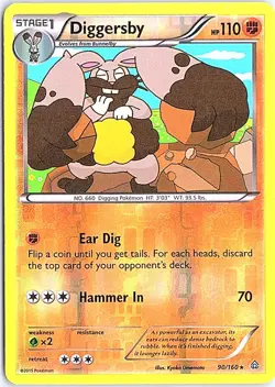 Diggersby XY - Primal Clash 90/160 LP Reverse Foil Pokemon - Image 1