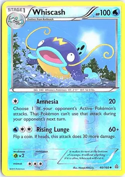 Whiscash XY - Primal Clash 40/160 LP Reverse Foil Pokemon - Image 1