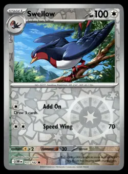 Swellow 157/182 Common Destined Rivals Pokemon Reverse Holo Near Mint - Image 1
