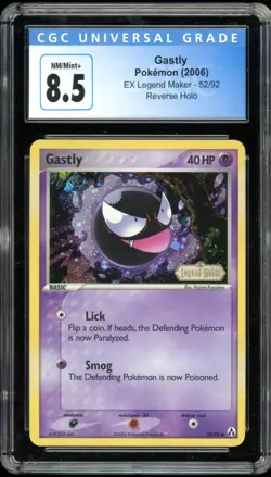 2006 Pokemon EX Legend Maker #52 Gastly Reverse Holo CGC 8.5 NM/Mint+ - Image 1