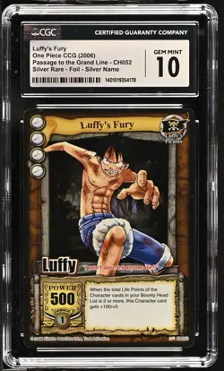 2006 One Piece Luffy’s Fury Silver Rare Foil - CGC 10 - Passage Grand Line - Image 1