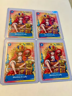 4x (Playset) Monkey.D.Luffy (2nd Anniversary Stamped ) P-043 One Piece Promo NM - Image 1