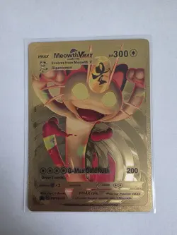 Pokemon Gold Foil Fan Art Card Meowth Vmax - Image 1