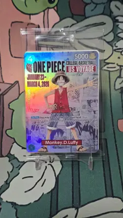 ONE PIECE CARD GAME - COLLEGE BASKETBALL US VOYAGE P-055 Monkey.D.Luffy CARD - Image 1