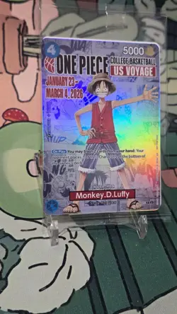 ONE PIECE CARD GAME - COLLEGE BASKETBALL US VOYAGE P-055 Monkey.D.Luffy CARD - Image 3