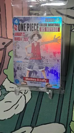 ONE PIECE CARD GAME - COLLEGE BASKETBALL US VOYAGE P-055 Monkey.D.Luffy CARD - Image 4