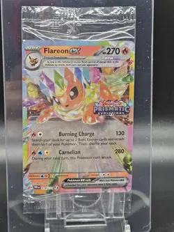 Pokemon TCG Flareon EX Prismatic Evolutions Stamped Promo Card 014/131 SEALED - Image 1
