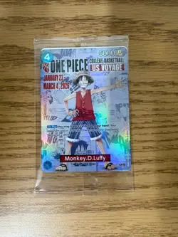 One Piece Monkey D. Luffy US Voyage College Basketball Promo Card - 1/23 Rutgers - Image 1